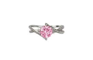 Pink diamonds engagement rings sample in a white gold split band