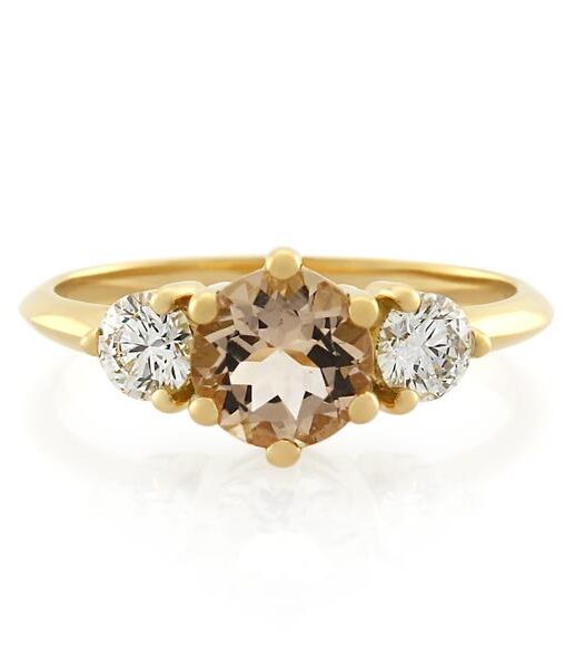 18CT Yellow Gold 0.40ct Diamond & Morganite Ladies Ring - Monty Adams