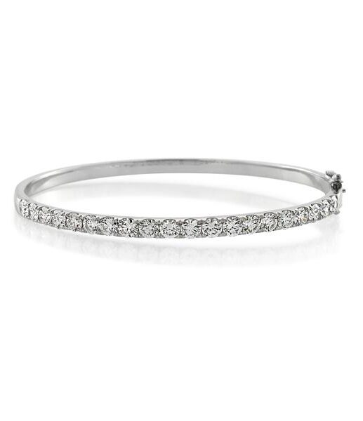 White gold diamond bangle designed in white background