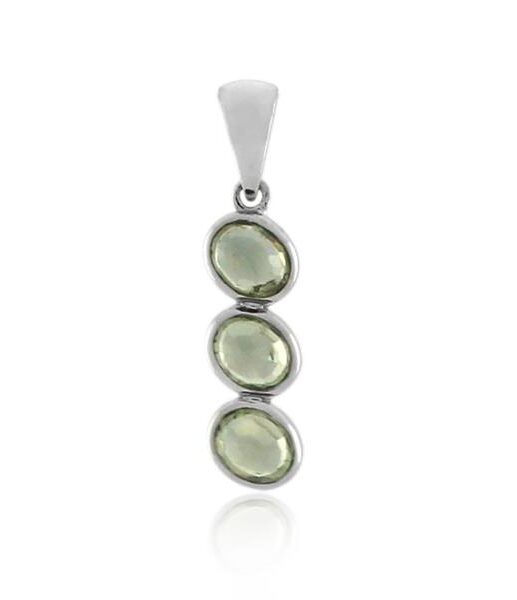 9CT White Gold Green Sapphire Pendant - Monty Adams