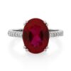 9CT White Gold 0.11ct Diamond & Created Ruby Ladies Ring - Monty Adams