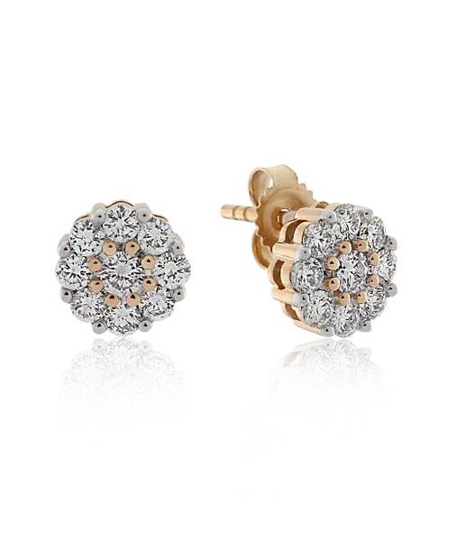 18CT Rose Gold 0.70ct Diamond & Pink Diamond Earrings - Monty Adams