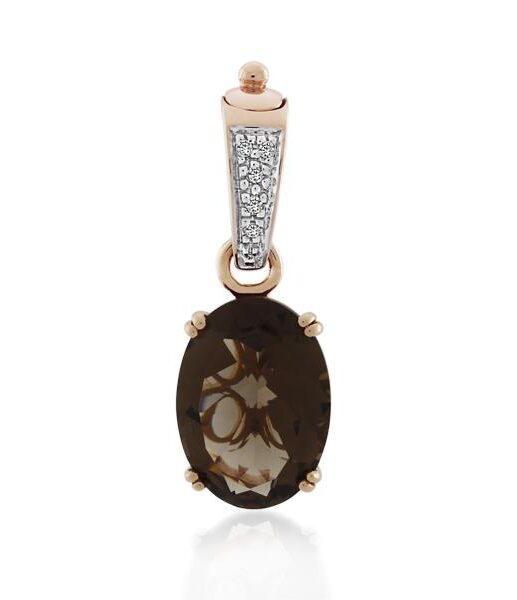 9CT Rose Gold Diamond & Smoky Quartz Pendant - Monty Adams