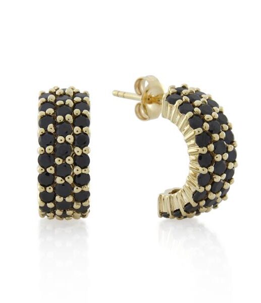 9CT Yellow Gold Black Cubic Zirconia Earrings - Monty Adams