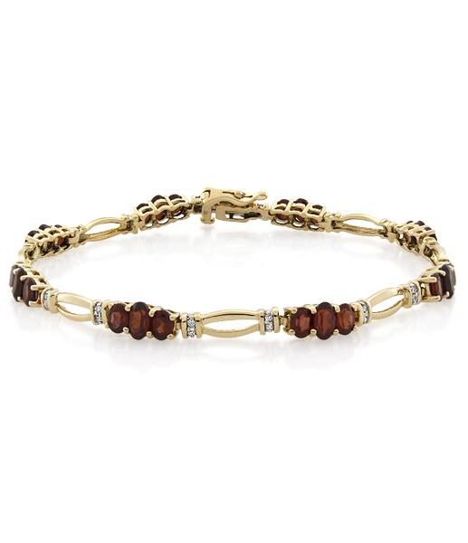 9CT Yellow Gold 0.16ct Diamond & Garnet Bracelet - Monty Adams