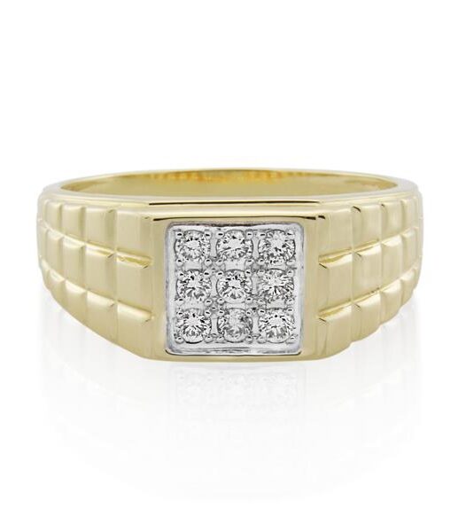 9CT Yellow Gold 0.32ct Diamond Gents Ring - Monty Adams
