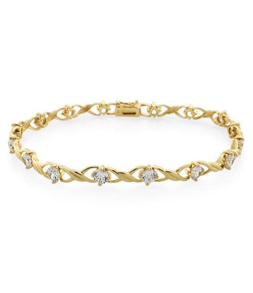 9CT Yellow Gold White Cubic Zirconia Bracelet Total length 19cm - Monty Adams