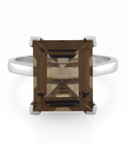 9CT White Gold Smoky Quartz Ladies Ring - Monty Adams