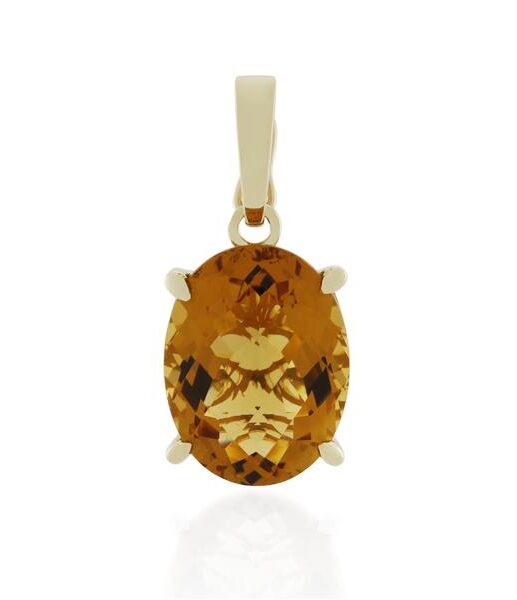 9CT Yellow Gold Citrine Pendant - Monty Adams