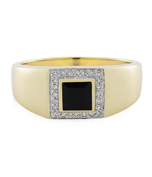 9CT Yellow Gold 0.12ct Diamond & Dark Sapphire Gents Ring - Monty Adams