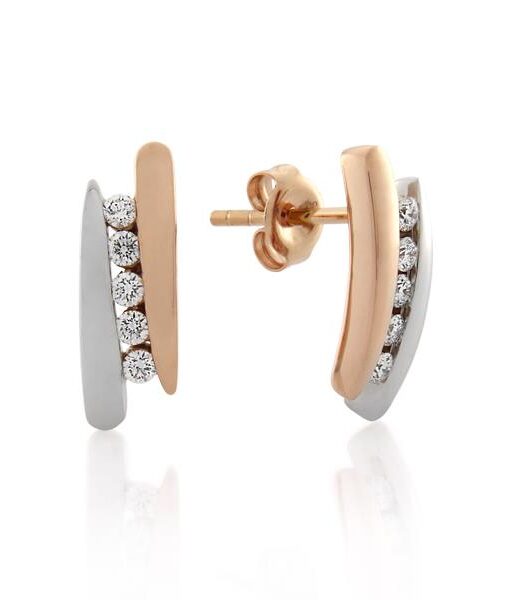 9CT Rose/White Gold 0.25ct Diamond Earrings - Monty Adams