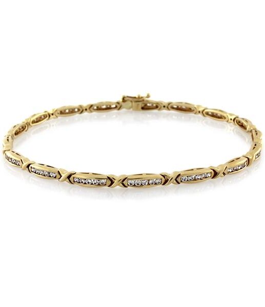 9CT Yellow Gold White Cubic Zirconia Bracelet 19 cm - Monty Adams