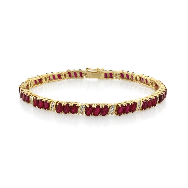9CT Yellow Gold Created Ruby & White Cubic Zirconia Bracelet 19 cm 9CT Yellow Gold Created Ruby & White Cubic Zirconia Bracelet 19 cm - Monty Adams