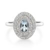 9CT White Gold 0.21ct Diamond & Aquamarine Ladies Ring - Monty Adams