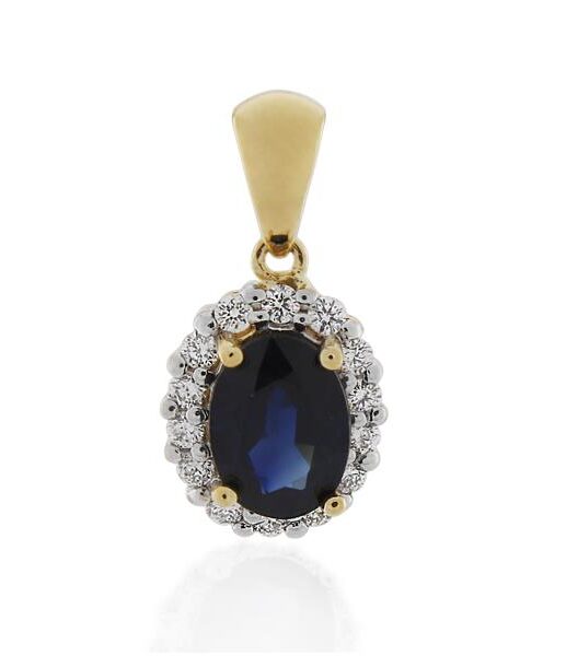 18CT Yellow Gold 0.17ct Diamond & Sapphire Pendant - Monty Adams