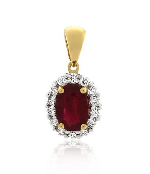 18CT Yellow Gold 0.17ct Diamond & Ruby Pendant - Monty Adams