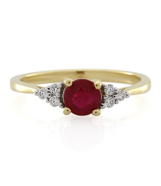 9CT Yellow Gold Diamond & Ruby Ladies Ring - Monty Adams