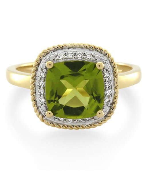 9CT Yellow Gold Diamond & Peridot Ladies Ring - Monty Adams