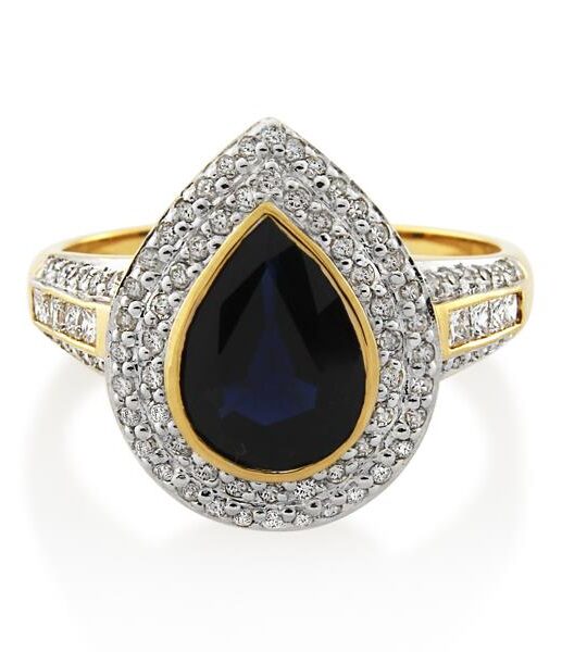 18CT Yellow Gold 0.49ct Diamond & Sapphire Ladies Ring - Monty Adams