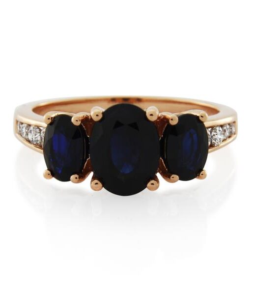 9CT Rose Gold 0.25ct Diamond & Sapphire Ladies Ring - Monty Adams