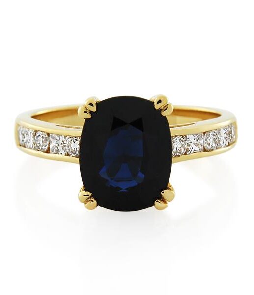 18CT Yellow Gold 0.51ct Diamond & Sapphire Ladies Ring - Monty Adams