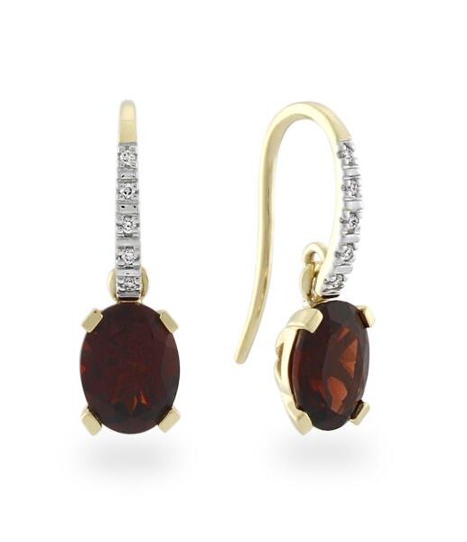 9CT Yellow Gold Diamond & Garnet Earrings - Monty Adams