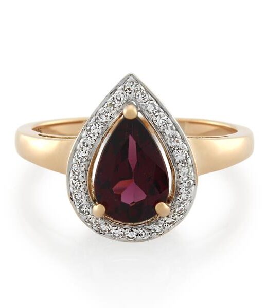 9CT Rose Gold 0.14ct Diamond & Rhodolite Garnet Ladies Ring - Monty Adams