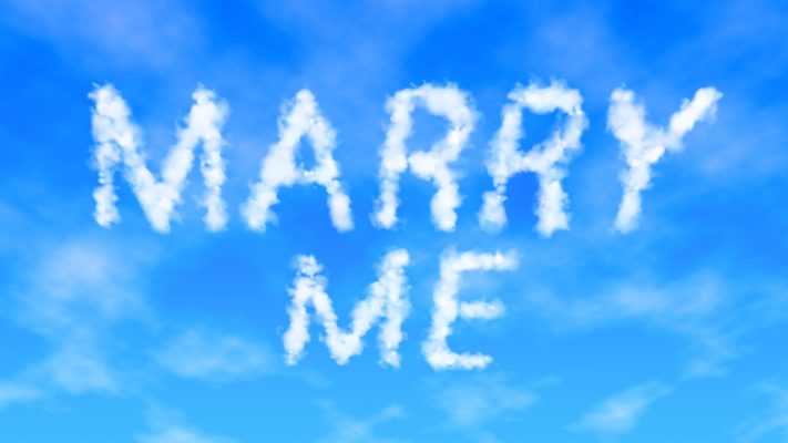 Viral proposals of clouds forming phrase 'marry me'