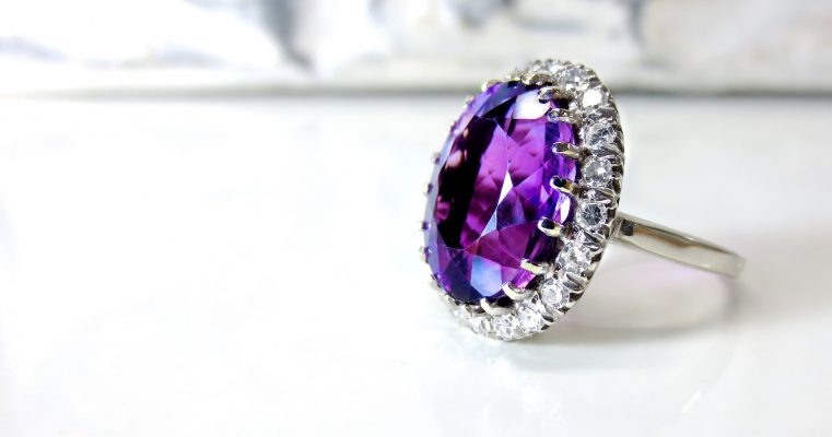 Amethyst and Diamond engagement ring by Monty Adams