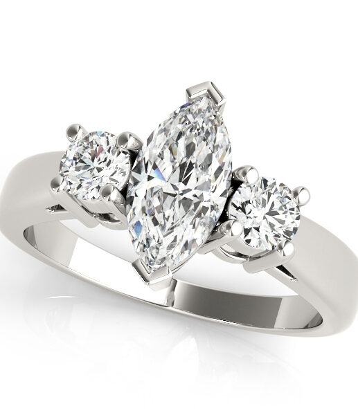 Custom Engagement Ring with Marquise & Round Diamond Trilogy