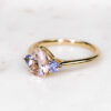 Custom Engagement Ring With Pear Cut Morganite & Round Tanzanite Trilogy