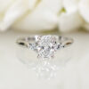 Custom Trilogy Engagement Ring with White Gold Band & Oval Cut Lab Grown Diamond with Round Cut Lab Diamond Side Stones