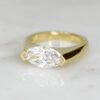 Custom Solitaire Engagement Ring with Yellow Gold Band & Horizontal Set Marquise Cut Lab Grown Diamond