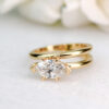 Custom Engagement Ring with Double Yellow Gold Band & Horizontal Marquise Diamond