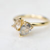 Custom Toi Et Moi Engagement Ring with Yellow Gold Band & Pear Cut Salt & Pepper & Champagne Diamond