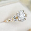 Custom Engagement Ring with Oval Cut Lab Grown Diamond and Round Diamond Accent Stones