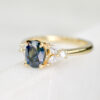 Custom Engagement Ring with Yellow Gold Band and Sapphire with Accent Stones