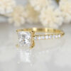 Custom Engagement Ring with Yellow Gold Diamond Band and Princess Cut Lab Grown Diamond